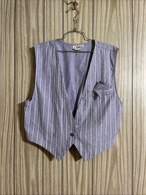 Vintage Créations Noormie Purple Pinstripe Vest - Size XL (Made in Quebec)